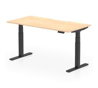 Air 1600 x 800mm Scalloped Edge Height Adjustable Office Desk Maple Top Black Leg