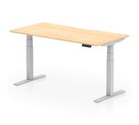 Air 1600 x 800mm Scalloped Edge Height Adjustable Office Desk Maple Top Silver Leg