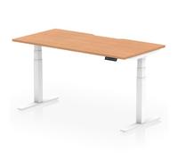 Air 1600 x 800mm Scalloped Edge Height Adjustable Office Desk Oak Top White Leg