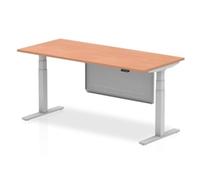 Air 1800 x 800mm Height Adjustable Desk Beech Silver Leg Modesty Panel