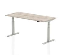 Air Dynamic 1800 x 800mm Height Adjustable Desk Grey Oak Top Silver Leg HA01167