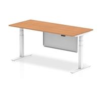 Air 1800 x 800mm Height Adjustable Desk Oak White Leg Modesty Panel