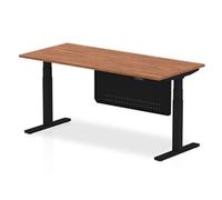 Air 1800 x 800mm Height Adjustable Desk Walnut Black Leg Modesty Panel