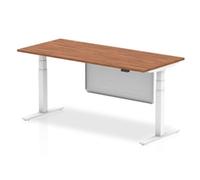 Air 1800 x 800mm Height Adjustable Desk Walnut White Leg Modesty Panel