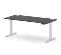 Air 1800 x 800mm Height Adjustable Office Desk Carbon Grey Top Cable Ports White Leg