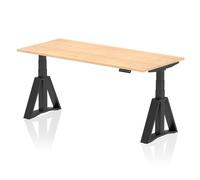 Air 1800 x 800mm Height Adjustable Office Desk Maple Top Black Leg with Piste Foot