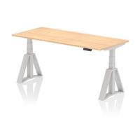 Air 1800 x 800mm Height Adjustable Office Desk Maple Top Silver Leg with Piste Foot