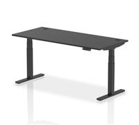 Air 1800x800mm Height Adjustable Desk Black Top Cable Ports Black Leg