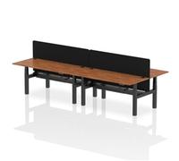 Air B2B 1800x800mm Adjustable 4P Bench Desk CP Walnut/Black + Screen
