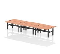 Air B2B 1800x800mm Height Adjustable 6P Bench Desk CP Beech/Black