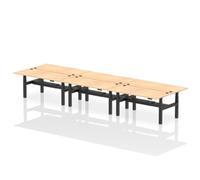 Air 1800 x 800mm Height Adjustable 6 Person Bench Desk Maple Top with Cable Port