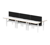 Air B2B Oslo 1200x800 Adjustable 6P Bench Desk White + Black Screen