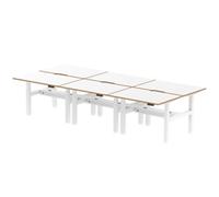 Air B2B Oslo 1200x800 Adjustable 6P Bench Desk Wood Edge White/White
