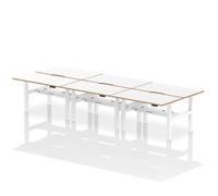 Air B2B Oslo 1400x800 Adjustable 6P Bench Desk Wood Edge White/White