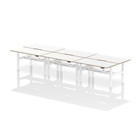Air B2B Oslo 1600x800 Adjustable 6P Bench Desk Wood Edge White/White