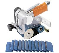 Air Belt Sander - 2-3/8" x 10-1/4" Pneumatic Tool with 12pc Belts (#40, #60, #80 & #120) for Deburring, Sanding and Finishing