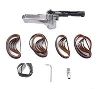 Air Belt Sander Pneumatic Mini 3/8 Inch File Belt with 25 Sanding Belts, Heavy Duty Cast Aluminum Housing and 360 Degree Rotating Sanding Belt