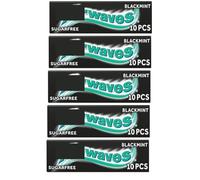 Air Black Mint Chewing Gum Sugar Free Multipack, 5 x 10 Pieces - With Menthol Freshness, Helps keep Teeth Clean And Mouth Fresh