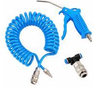Air Blow Gun with 5M Recoil Hose 10 Bar 95mm Steel Nozzle | Heavy Duty Pneumatic Duster Kit; Euro Quick-Release; For Car Workshop Garage