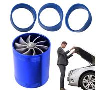 Air Charger for Car Aluminum Double Fan Engine Turbocharger | Turbo Charger Automotive Replacement for Car Universal Fit Gas Saver Intake Air Booster Twin Fan Turbine Boosts Engine Blue