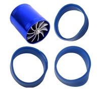 Air Charger for Car Aluminum Double Fan Engine Turbocharger | Turbo Parts Automotive Replacement for Car Universal Fit Gas Saver Intake Air Booster Twin Fan Turbine Boosts Engine Blue