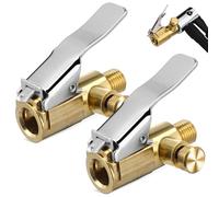 Air Chuck Tire Inflator Nozzle Quick Connect Clamp Set Copper 2pcs | Tight Seal, Universal Fit for Motorcycles and Cars, Easy Use, Air Compressor Accessory, Tyre Inflator Accessories