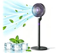 Air Circulating Floor Fan, Telescopic Oscillating Stand Fan, 3 Sizes, USB Rechargeable Silent Fan, 180 Degree Oscillation, Quiet Brushless Motor, Remote Control for Home Office (Purple, 80cm)