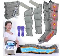 Air Compression Boots Electric 4 6 Cavity Lymphatic Drainage Leg Massager, Timed Adjustable Pressure Pneumatic Air Circulation Massager for Waist Leg Circulation Swelling Relax Pain Relief (Grey