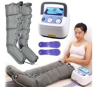 Air Compression Boots, Pneumatic Leg Massager Air Wave Device,4 Cavity,Body Massager Waist Leg Arm Relax Instrument, for Lymphedema Circulation Swelling Relax Pain Relief (Grey (Machine+2 Leg))
