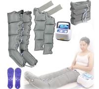 Air Compression Boots, Pneumatic Leg Massager Air Wave Device,4 Cavity,Body Massager Waist Leg Arm Relax Instrument, for Lymphedema Circulation Swelling Relax Pain Relief (Grey (Machine+2 Leg+2 a