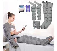 Air Compression Electric Leg Massager, 6 Air Chambers Pressure Therapy Lymphatic Drainage with Timer Function for Arm Waist Foot Ankle Calf Relax and Relieve Muscle Pain