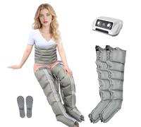 Air Compression Leg Massager for Pain and Circulation - Professional 6-Chamber Pressotherapy System with Lymphatic Drainage, Ideal for Swollen Legs