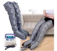 Air Compression Leg Massager, Pressotherapy Leg Massager 6 Air Chambers for Waist Leg Lymphedema Circulation Swelling Relax Pain Relief, Gray (A)