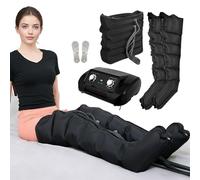 Air Compression Massager for Legs, Arms, Waist, 6 Cavity Full Body Pressotherapy Lymphatic Drainage Massager for Improved Circulation and Relaxation (Black, 2legs+Waist)