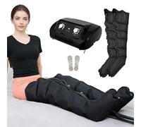 Air Compression Massager for Legs, Arms, Waist, 6 Cavity Full Body Pressotherapy Lymphatic Drainage Massager for Improved Circulation and Relaxation (Black, 2legs)
