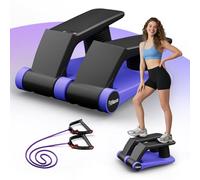 Air Compression Resistance Stepper - Adjustable Mini Stair Climber for Home Cardio Workout, Portable Stepper Machine with LCD Display, 5-Level Adjustable Resistance, Non-Slip Pedals (Blue)