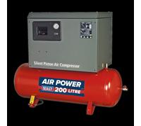 Air Compressor 200L Belt Drive 3hp with Cast Cylinders Low Noise