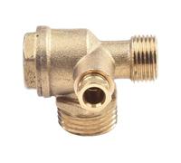 Air Compressor 3-Port Brass Check Valve Connector Tool with Male Threads for Tube, Tank and Piston Pump, G1/2, 1 pc