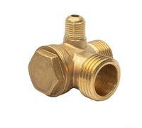 Air Compressor 3-Port Brass Threaded Check Valve Connector 10x16x20 mm for Reliable Pneumatic Tool Performance, High-Strength Replacement Part