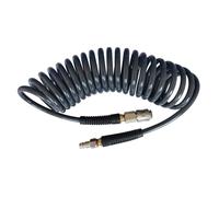 Air Compressor Hose Polyurethane(PU) Recoil Grey with 1/4" Europe Quick Coupler and Plug Fittings, 5m Length