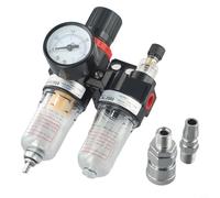 Air Compressor Oil-Water Separator with Regulator, Pressure Gauge & Trap Filter for Pneumatic Tools - 0.15-0.85 MPa Adjustable Range, 1/4 PT THR