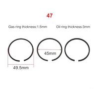 Air Compressor Piston Replacement Kit 3pcs for Ring, Fits Cylinder Diameter 42mm to 100mm, Ensures Tight Connection (47mm)
