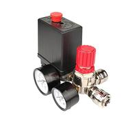 Air Compressor Pressure Switch, 1/4" 220V Safety Valve Control Regulator with Gauges 90~120 PSI for Pressure Regulation (White)