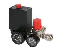 Air Compressor Pressure Switch, 1/4" 220V Safety Valve Control Regulator with Gauges 90~120 PSI for Pressure Regulation (Black)