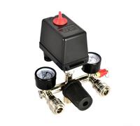 Air Compressor Pressure Switch Control Valve With Pressure Gauge 220V Auto Load Unload System 1/2 NPT Connector For Direct Line Oil Air Pump 0-180 PSI Range 3000L/min Flow Rate (German connector)