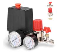 Air Compressor Pressure Valve Switch, 2-G1/4 Connector 0.05-1.2Mpa Air Compressor Pressure Switch Control Valve with G1/8 Gauge 3000L/Min Maximum Flow Air Compressor Regulator