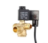 Air Compressor Solenoid Valve with Check Valve Assembly, Oil-Free Quiet Operation for Air Pump and Pneumatic Tools, Power Off Exhaust Function, Cast Aluminum(E)