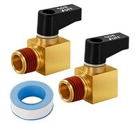 Air Compressor Valve Brass Drain Cock Ball Valve 1/4" NPT Male Thread Air Compressor Accessories 2pcs with Thread Seal Tape