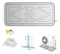 Air Conditioner Drip Tray with Drain Hole, Stainless Steel Condensate Drain Pan, Universal Mounting Bracket for Split Air Conditioner and Heat Pump Systems