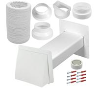 Air Conditioner External Vent Kit 4" 5" 6" 100mm 125mm 150mm Universal Exterior Wall Duct Set (White)